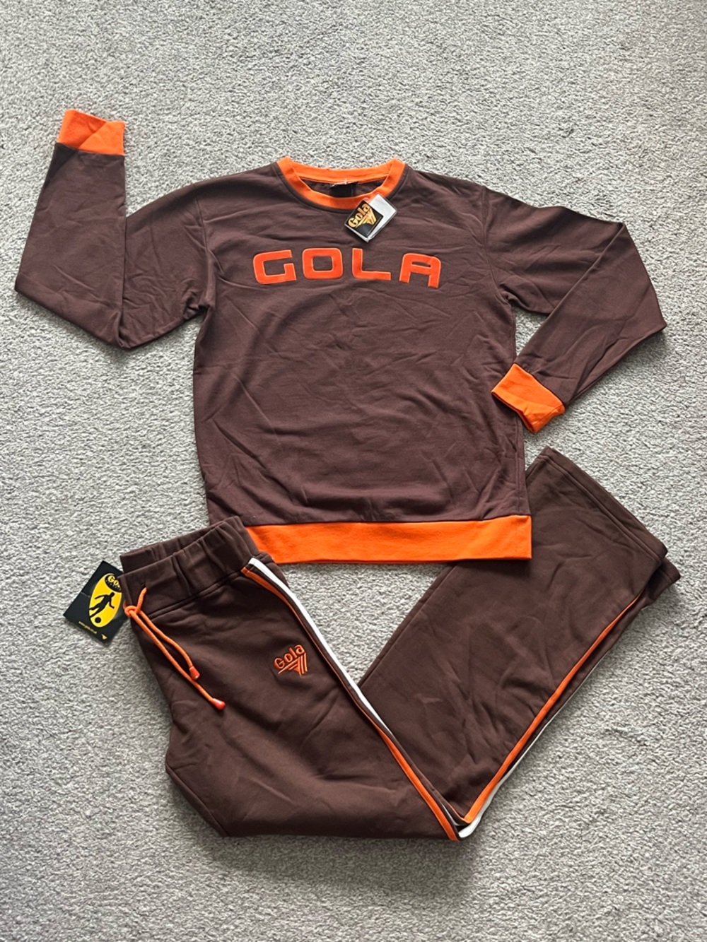 NWT Gola Brown & Orange Track Sweatshirt and Joggers Set Size Small